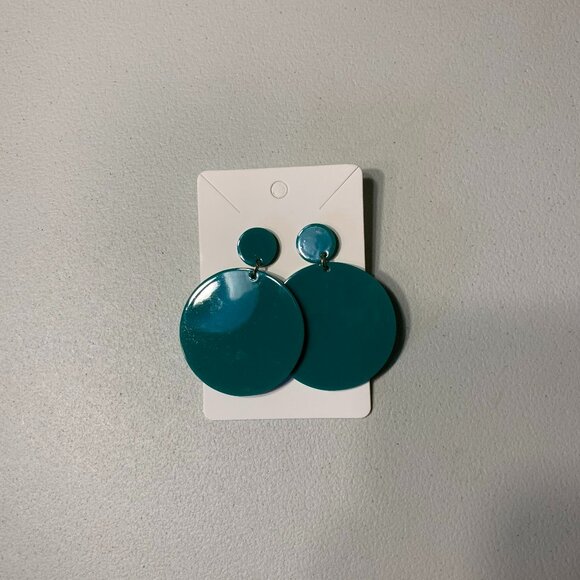 None Jewelry - Teal Green 80s retro earrings
